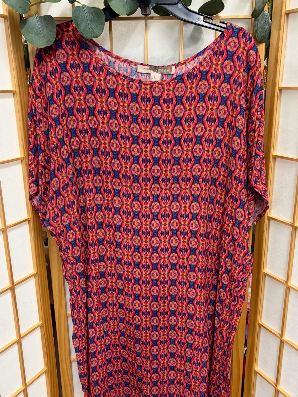 Forever 21 Red and Blue Printed Mini Dress